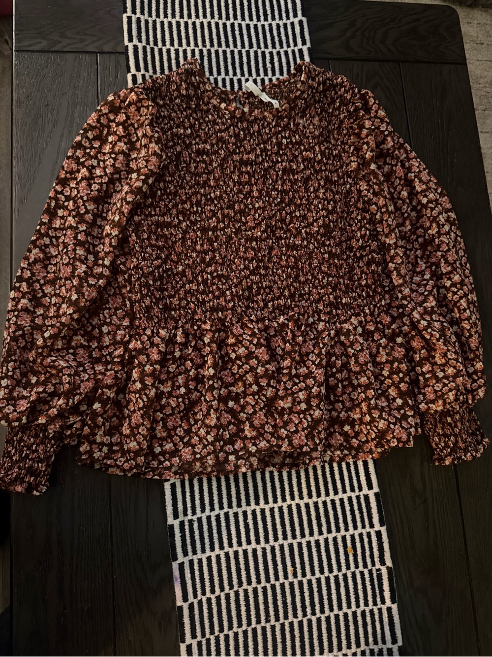 Live 4 Truth Brown and Pink Floral Smocked Top size medium
